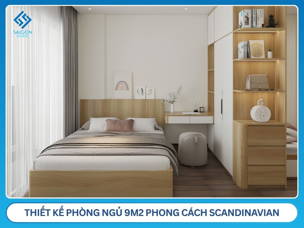 34+ mẫu thiết kế phòng ngủ 9m2 đẹp TỐI ƯU không gian Thiết kế phòng ngủ 9m2 phong cách Scandinavian