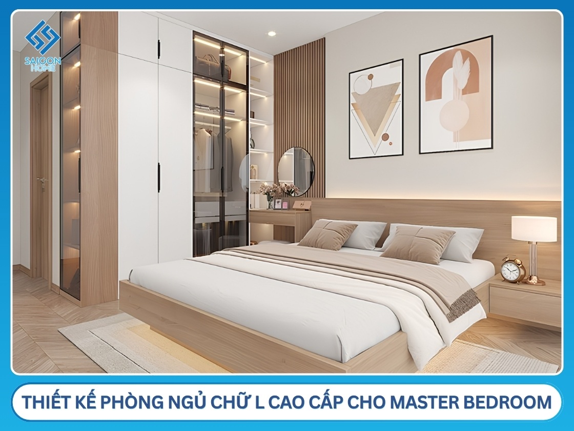 Thiết kế phòng ngủ chữ L cao cấp cho master bedroom