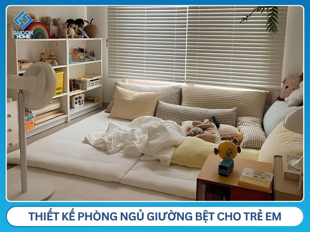 Thiết kế phòng ngủ giường bệt cho trẻ em