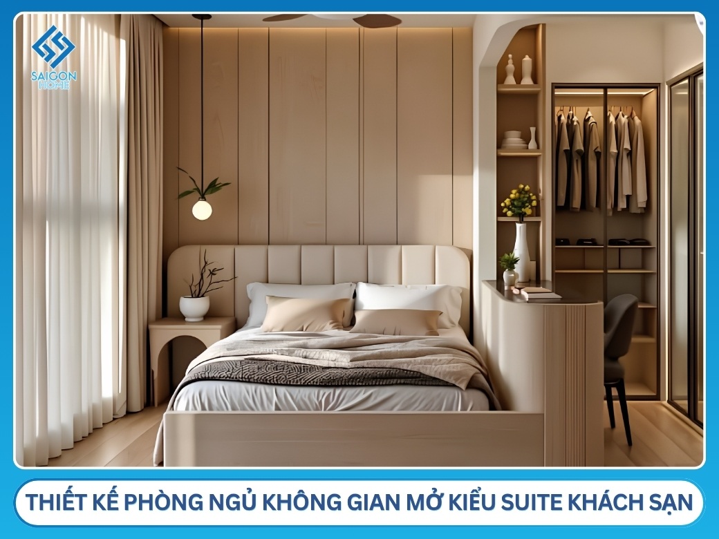 34+ ý tưởng thiết kế phòng ngủ không gian mở đẹp TỐI ƯU Thiết kế phòng ngủ không gian mở kiểu suite khách sạn