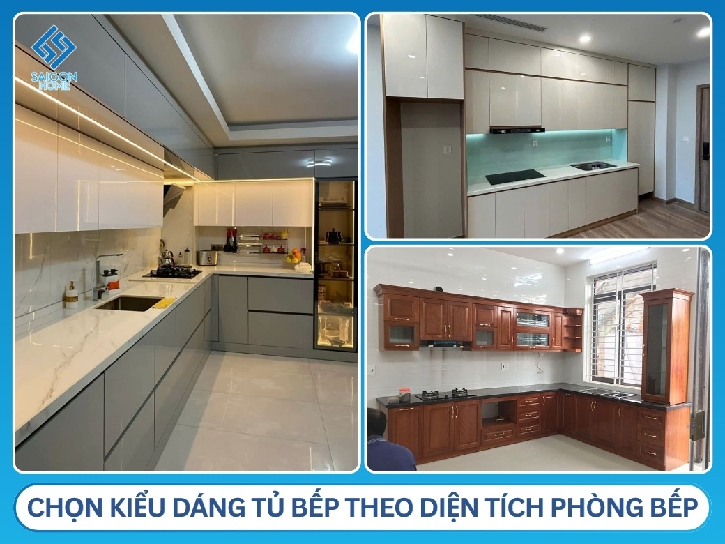 Chọn kiểu dáng tủ bếp theo diện tích phòng bếp