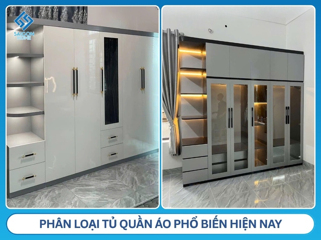 Phân loại tủ quần áo phổ biến hiện nay