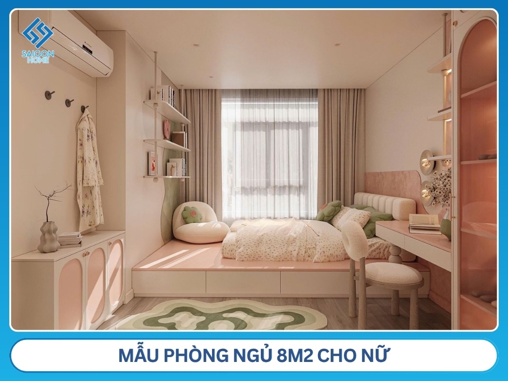 36+ mẫu thiết kế phòng ngủ 8m2 đẹp hiện đại ẤN TƯỢNG Mẫu phòng ngủ 8m2 cho nữ