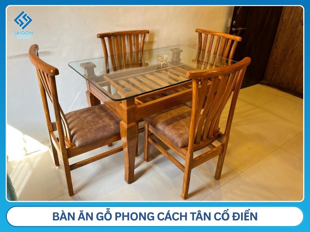 Bàn ăn gỗ phong cách tân cổ điển