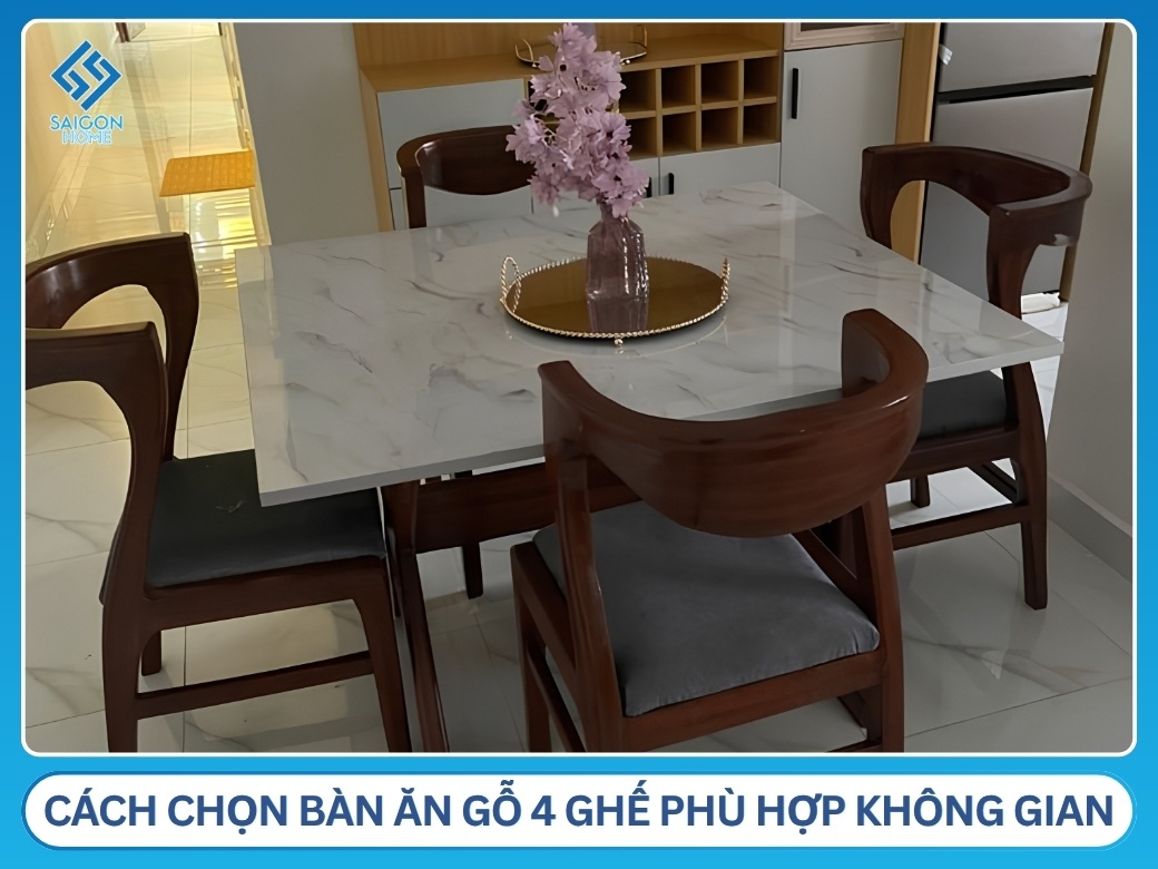 Cách chọn bàn ăn gỗ 4 ghế phù hợp không gian