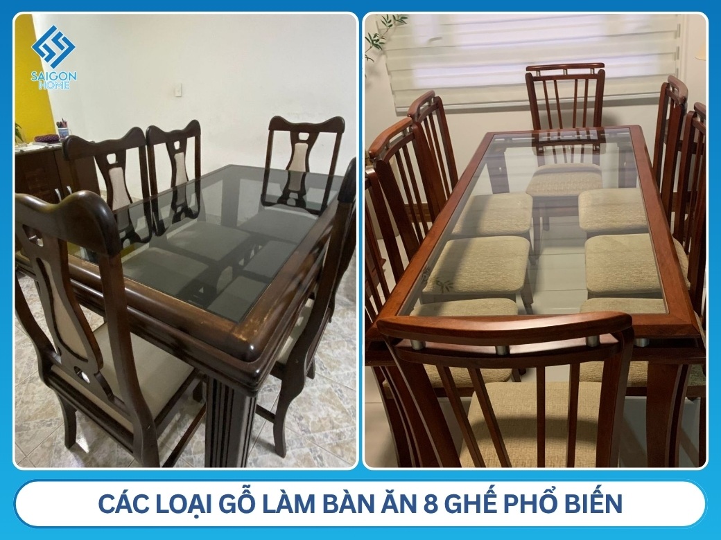 Các loại gỗ làm bàn ăn 8 ghế phổ biến