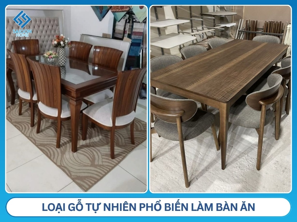 loại gỗ tự nhiên phổ biến làm bàn ăn
