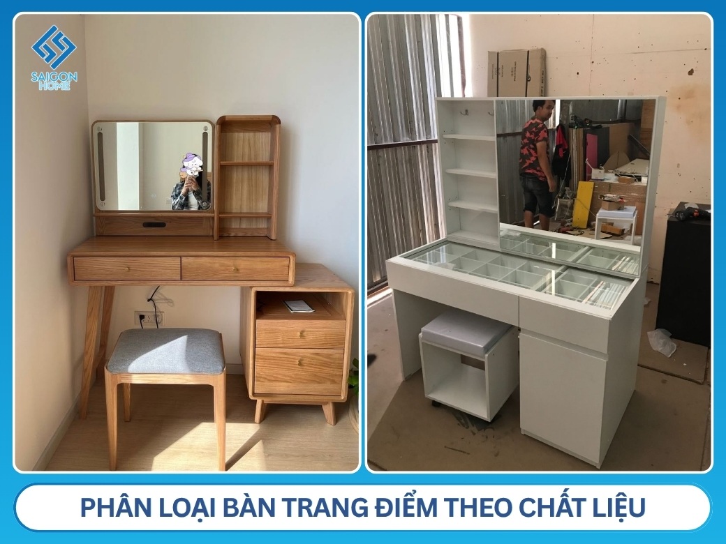 Phân loại bàn trang điểm theo chất liệu