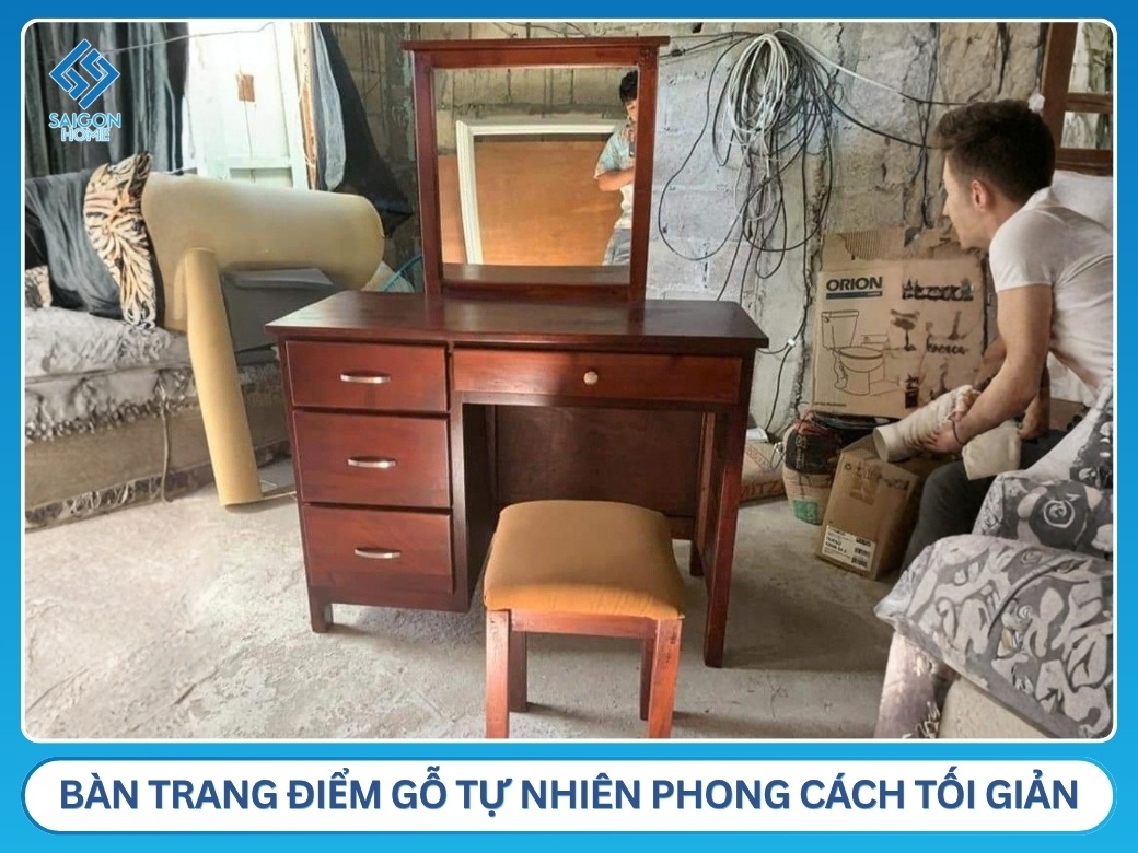 Bàn trang điểm gỗ tự nhiên phong cách tối giản