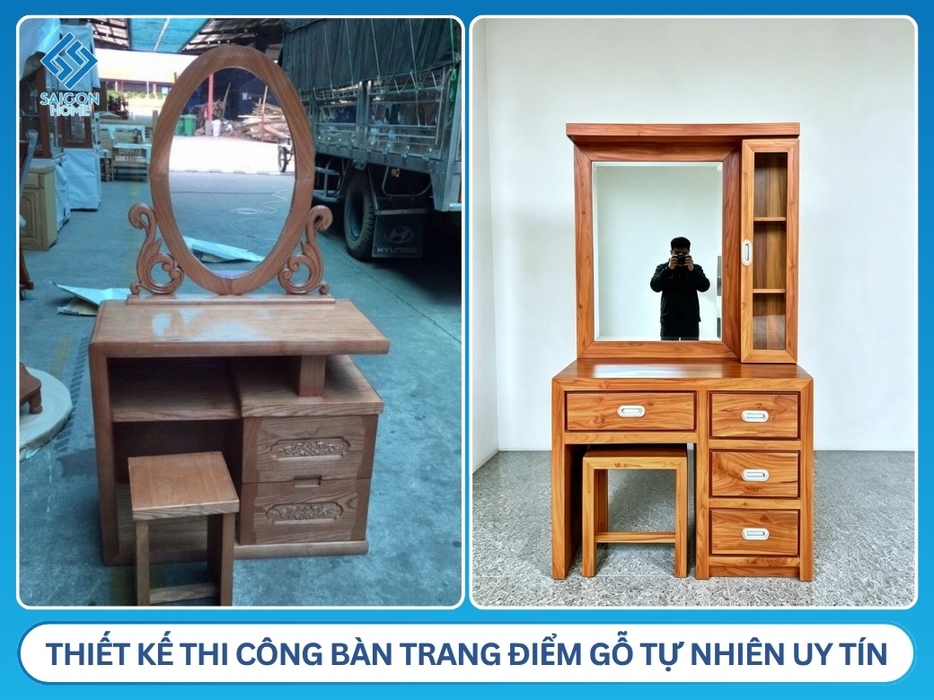Công ty thiết kế thi công bàn trang điểm gỗ tự nhiên uy tín giá tốt tại TPHCM