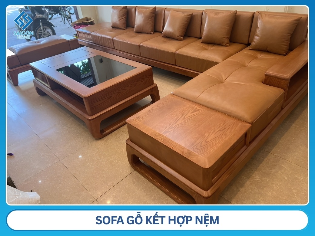 Sofa gỗ kết hợp nệm