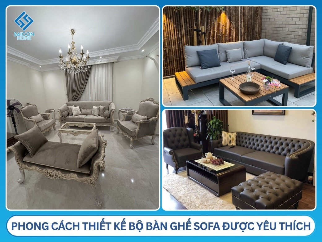 phong cách thiết kế bộ bàn ghế sofa được yêu thích