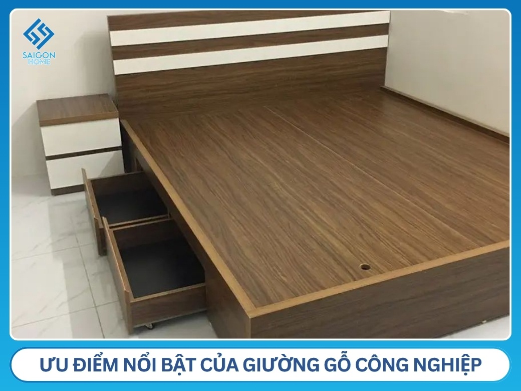 Ưu điểm nổi bật của giường gỗ công nghiệp