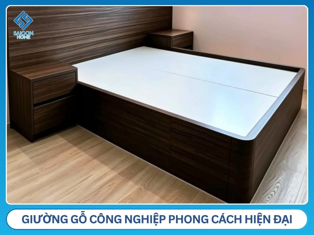 Giường gỗ công nghiệp phong cách hiện đại