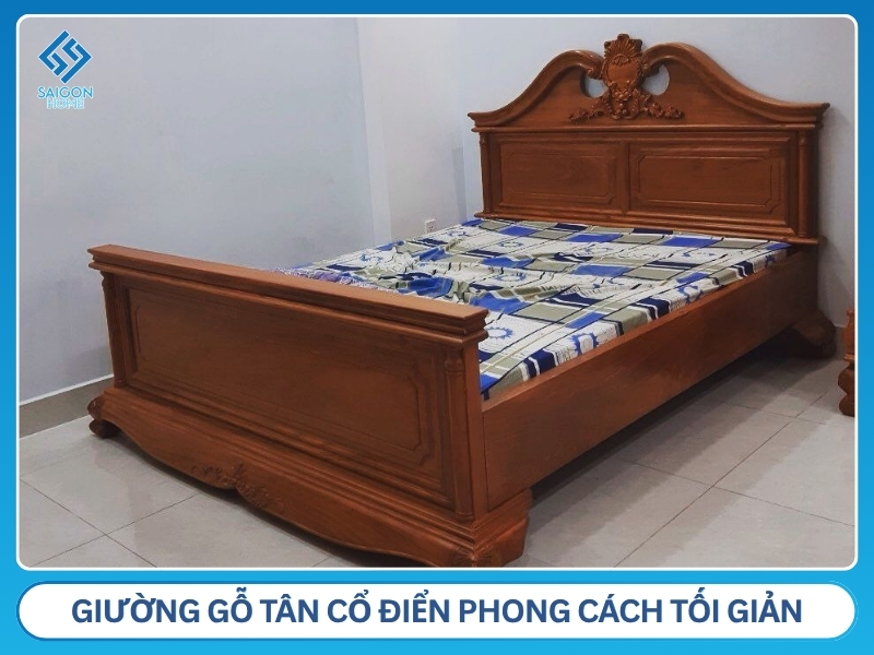 Giường gỗ tân cổ điển phong cách tối giản