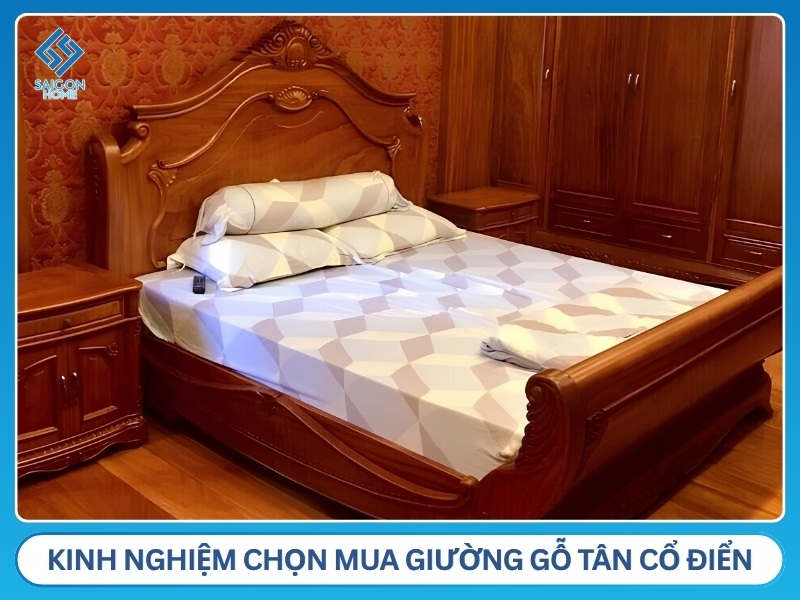 kinh nghiệm chọn mua giường gỗ tân cổ điển