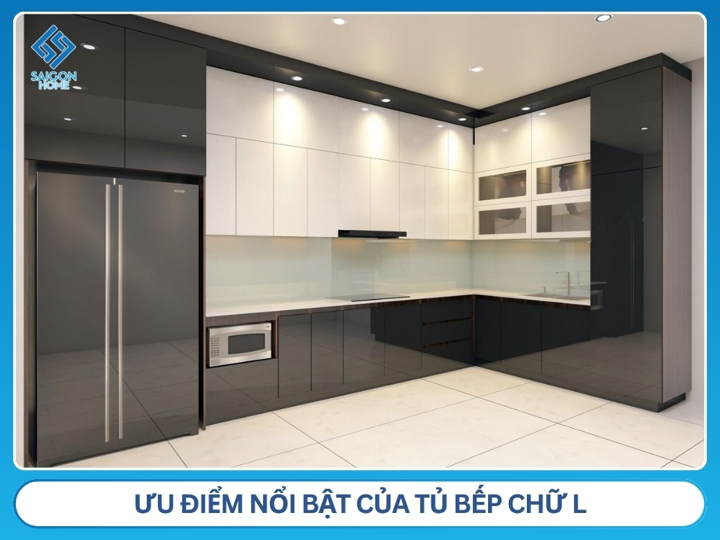 ưu điểm nổi bật của tủ bếp chữ L