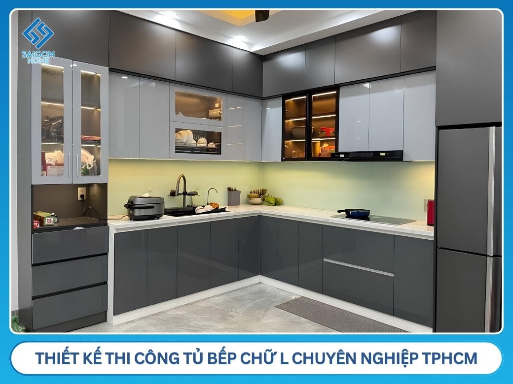 Đơn vị thiết kế thi công tủ bếp chữ L uy tín chuyên nghiệp tại TPHCM