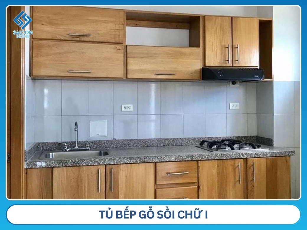 Tủ bếp gỗ sồi chữ I