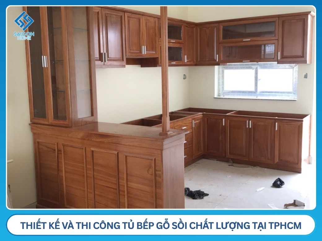 Công ty thiết kế và thi công tủ bếp gỗ sồi chất lượng đẹp bền tại TPHCM