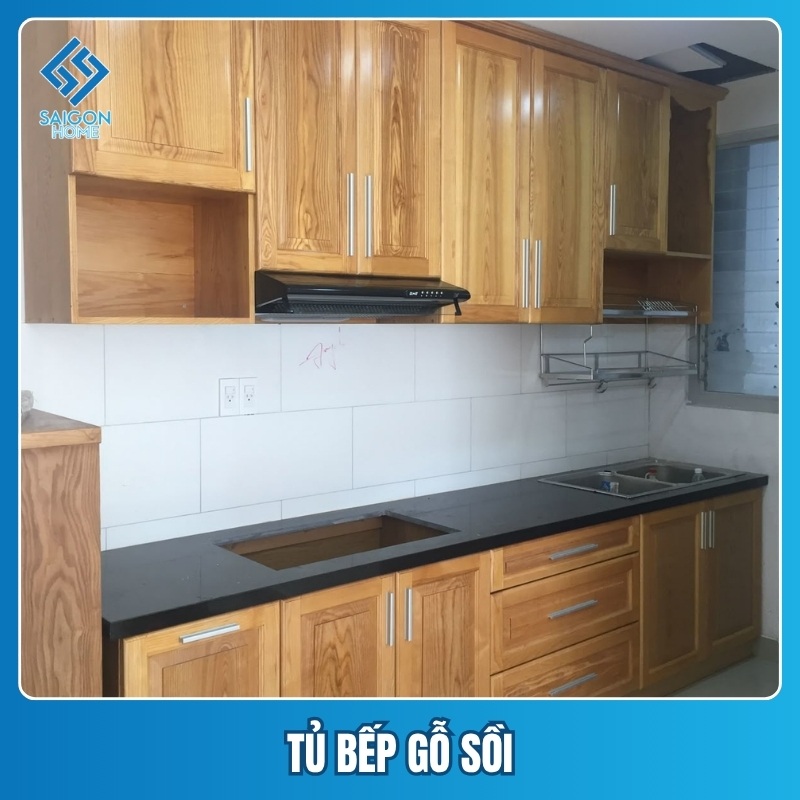 Tủ bếp gỗ sồi