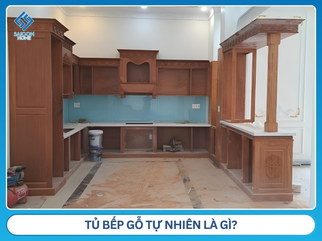 Tủ bếp gỗ tự nhiên là gì?