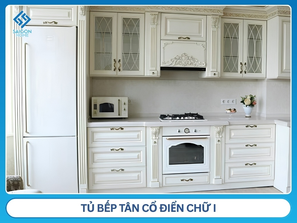 Tủ bếp tân cổ điển chữ I