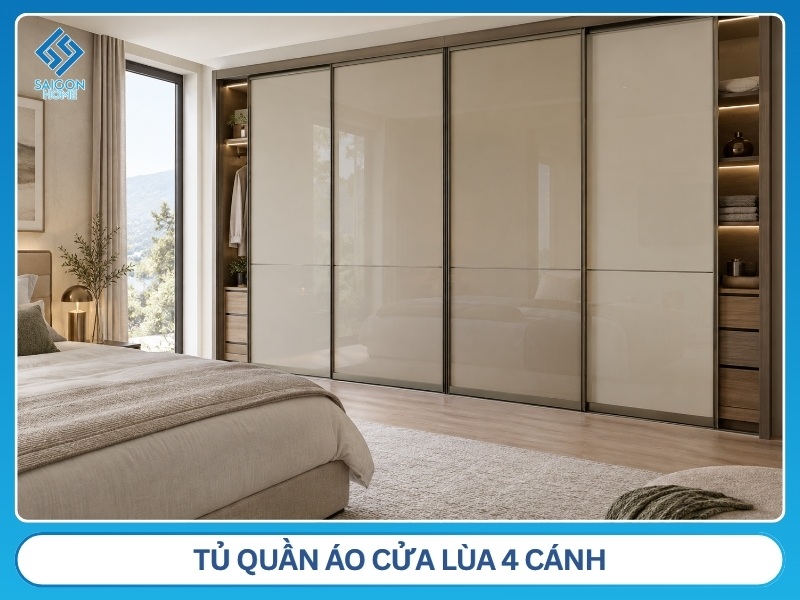 Tủ quần áo cửa lùa 4 cánh
