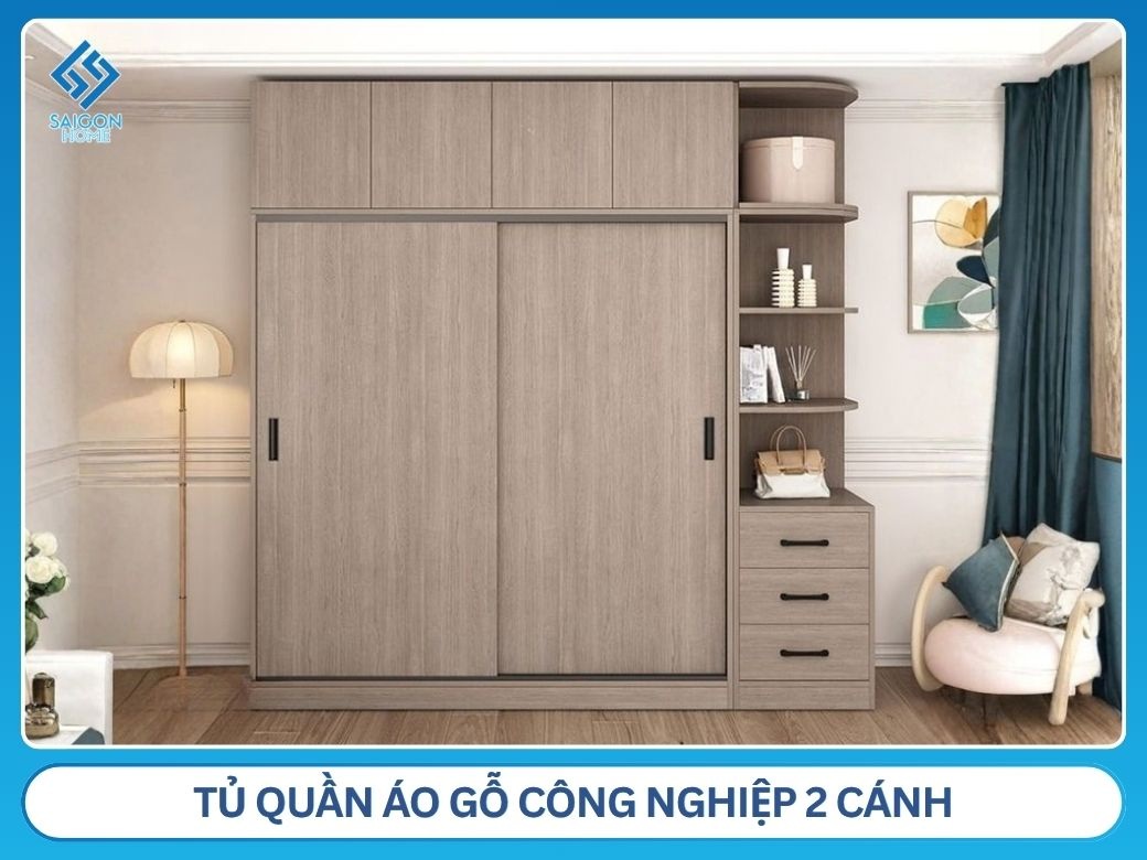 Tủ quần áo gỗ công nghiệp 2 cánh