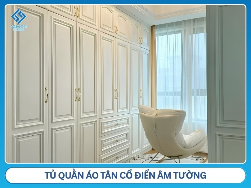 Tủ quần áo tân cổ điển âm tường