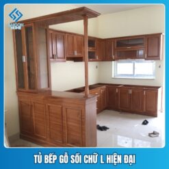 Tủ bếp gỗ sồi chữ L Tủ bếp gỗ sồi chữ L hiện đại
