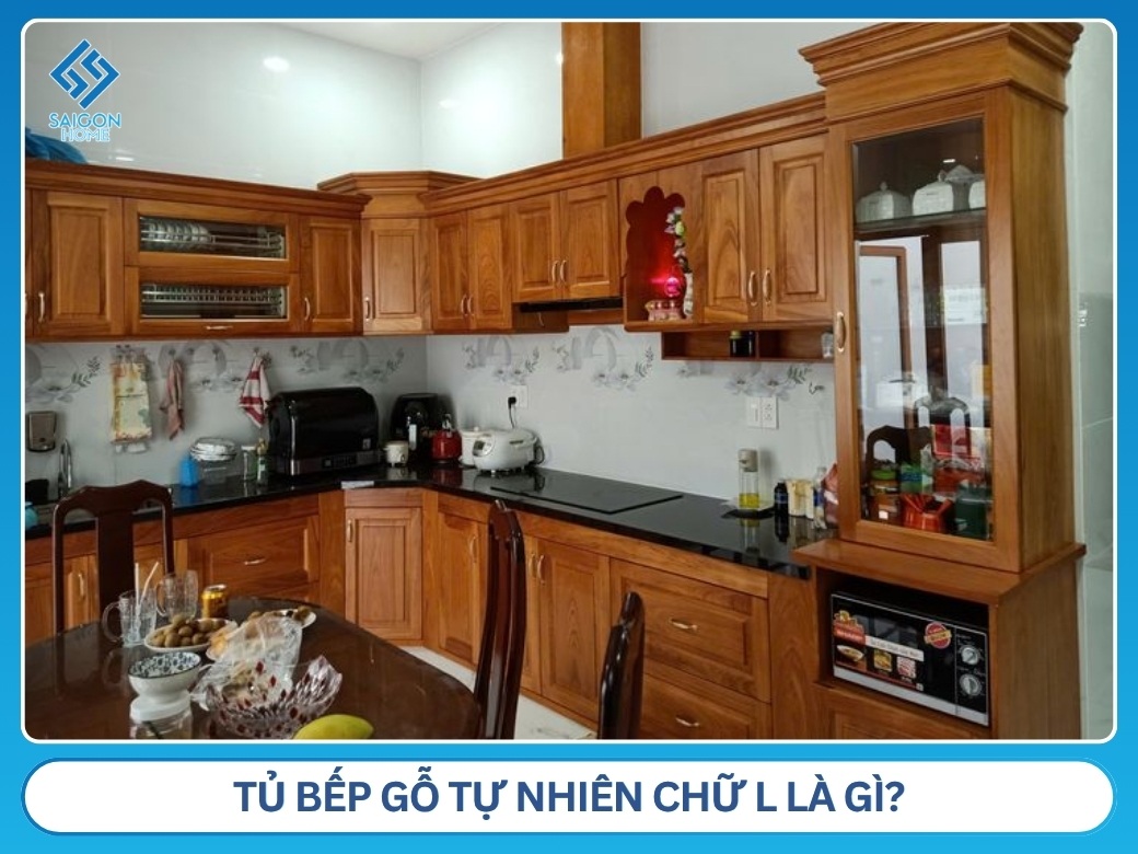 Tủ bếp gỗ tự nhiên chữ L là gì?
