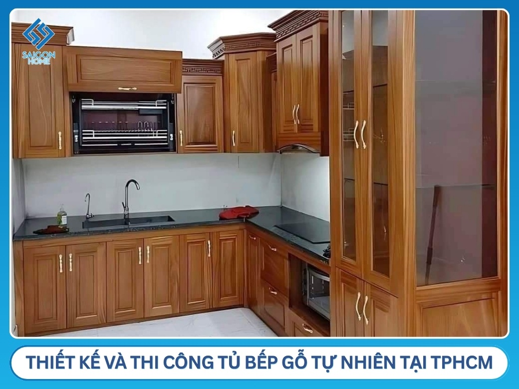 Đơn vị thiết kế và thi công tủ bếp gỗ tự nhiên uy tín tại TPHCM