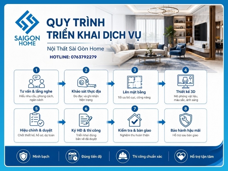 Giới thiệu Quy trình triển khai dịch vụ của Nội Thất Sài Gòn Home