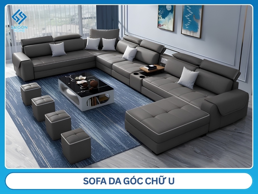 Sofa da góc chữ U