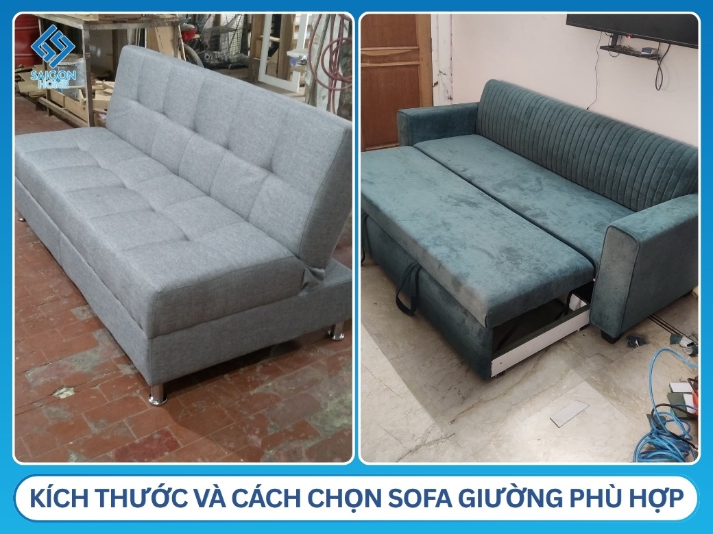 Kích thước và cách chọn sofa giường phù hợp không gian