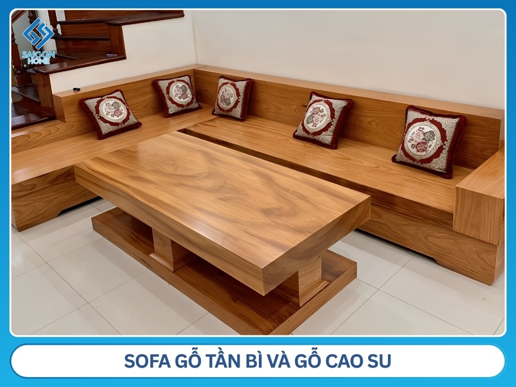 Sofa gỗ tần bì và gỗ cao su