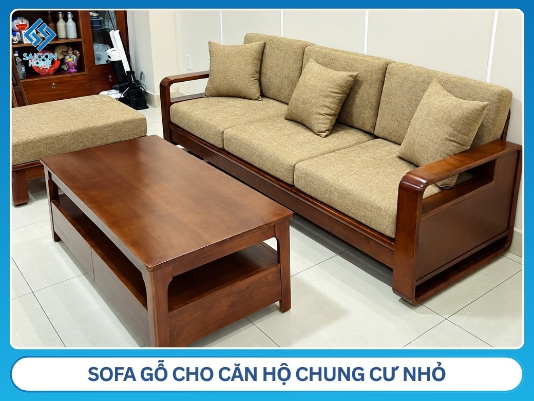 Sofa gỗ cho căn hộ chung cư nhỏ