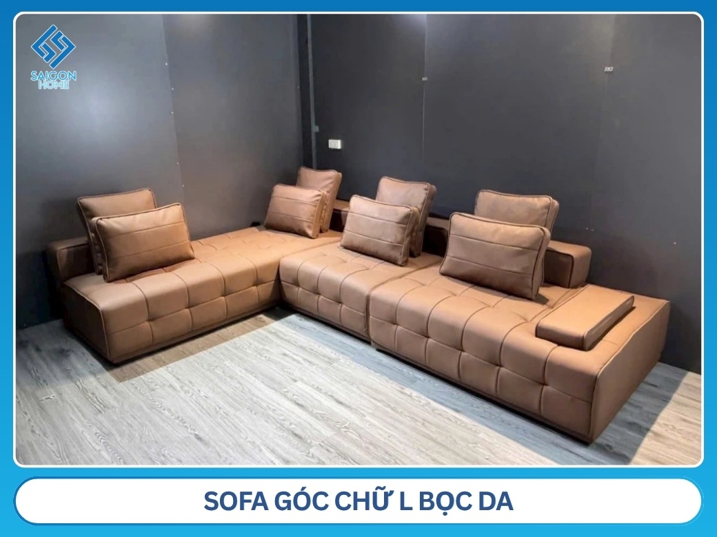 Sofa góc chữ L bọc da