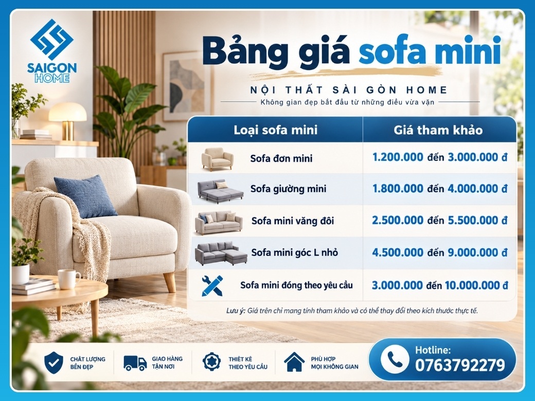 Bảng giá sofa mini mới nhất